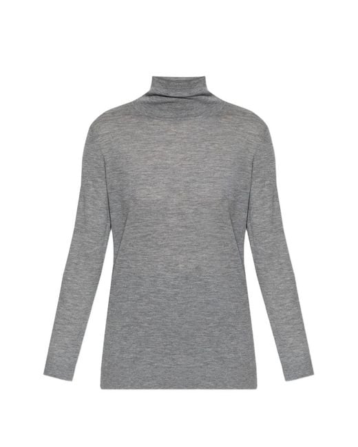 Lisa Yang Gray Roll-Neck Knitted Top
