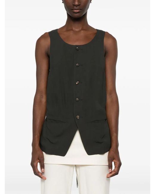 Ziggy Chen Black Patterned-Panel Vest