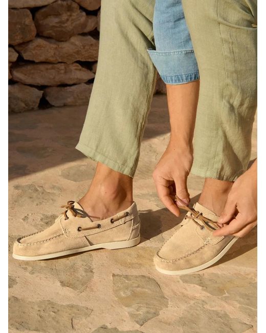 Manebí White Lace-Up Suede Boat Shoes for men