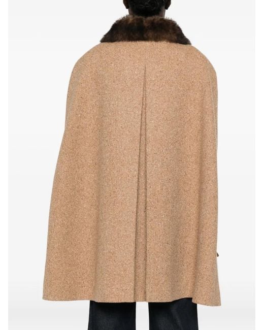 Valentino Garavani Natural Sleeveless Tweed Cape