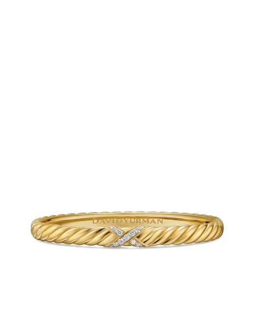 David Yurman Metallic 18K Sculpted Cable X Center Station Diamond Bracelet