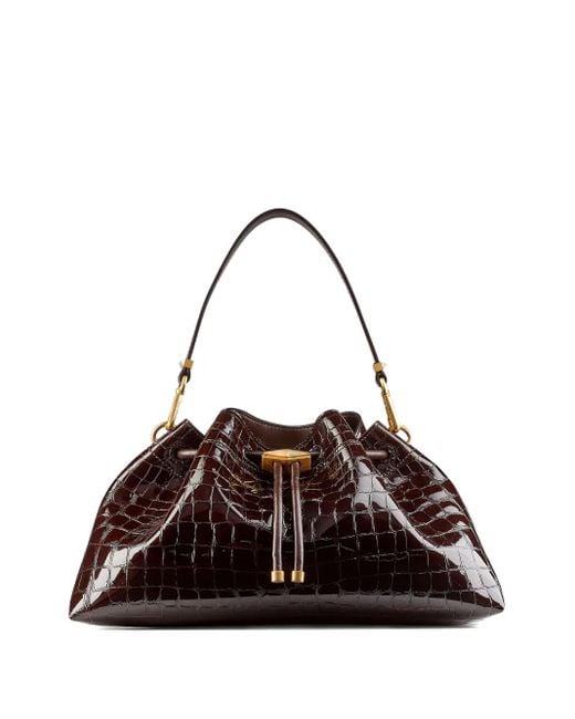 Jimmy Choo Brown Sac Porté Épaule Médium À Effet Peau De Crocodile Cinch