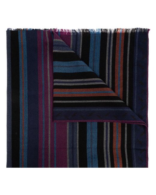 Paul Smith Blue Striped Fringed Scarf for men