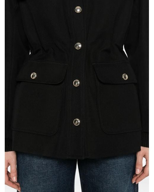 Chaqueta con botones y cuello de piel Maje de color Black