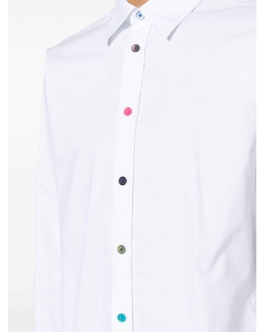 PS by Paul Smith White Contrast-button Organic Cotton Shirt for men