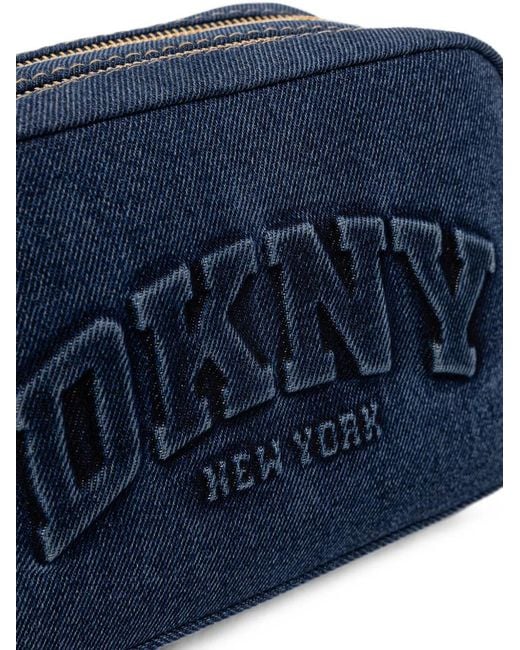 DKNY Blue Logo-Embroidered Denim Mini Bag