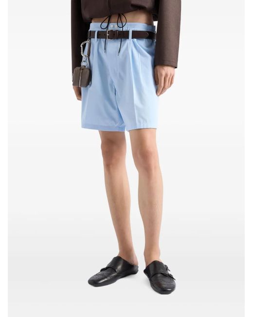 Prada Blue Poplin Shorts for men
