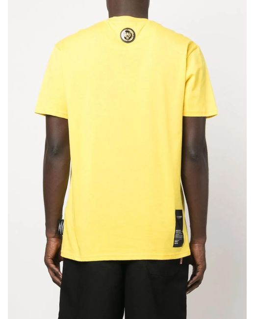 Philipp Plein Yellow Tiger-Head Logo-Print T-Shirt for men