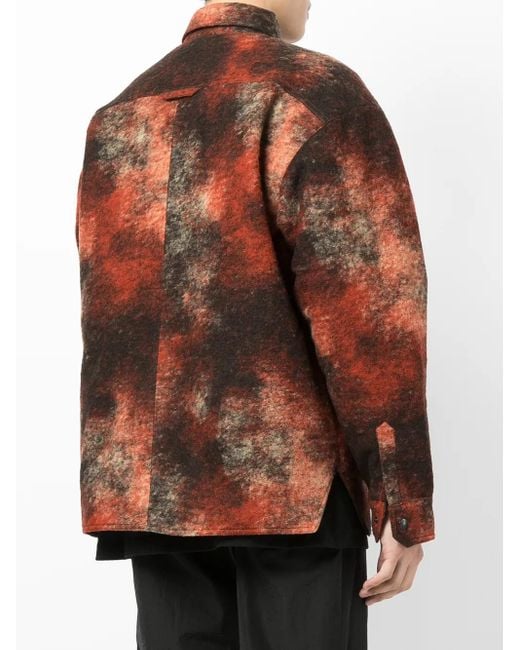 M I S B H V Brown Patterned Logo-Patch Shirt for men