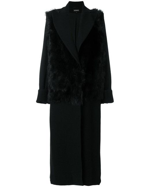 Ann Demeulemeester Black Fur Panelled Coat