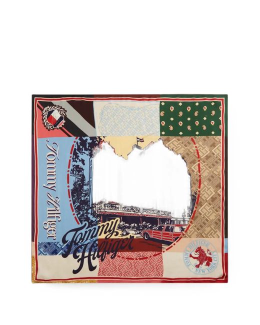 Tommy Hilfiger Green Patchwork Graphic-Print Scarf