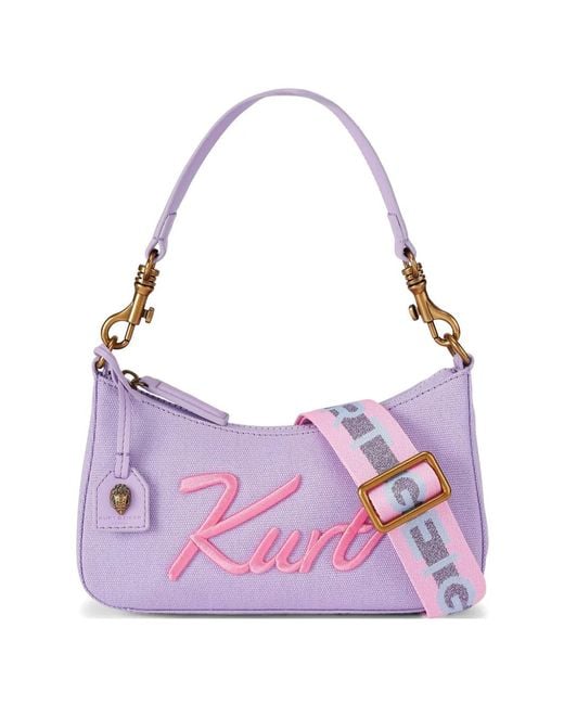 Kurt Geiger Purple Logo-Embroidered Cross Body Bag