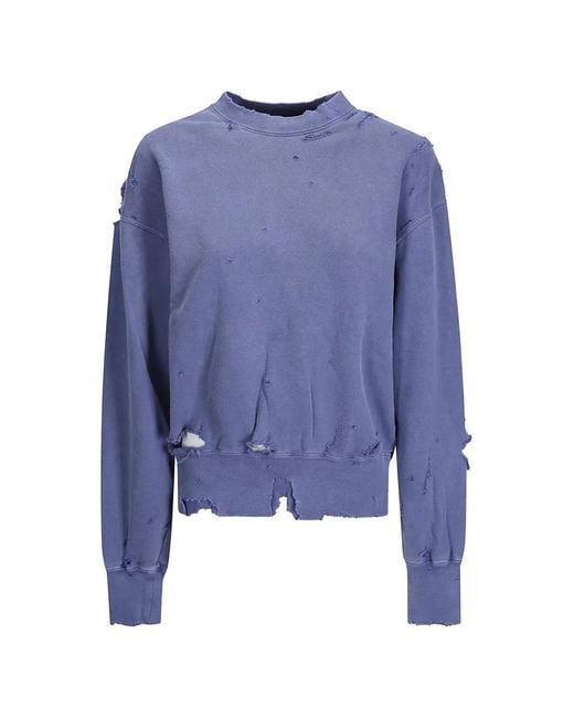 Kuro Blue More Damage Distressed Washed Sweatshirt