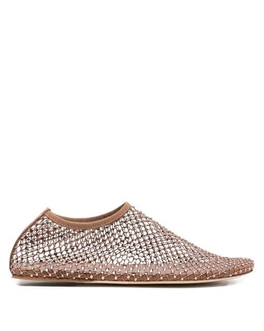 Christopher Esber Brown Minette Crystal-Embellished Ballet Flats