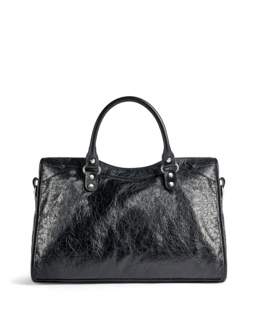 Balenciaga Black Medium Le City Textured-leather Tote Bag