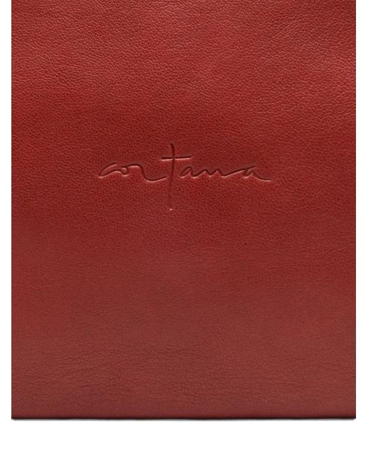 Cortana Red Roll-Top Leather Clutch Bag