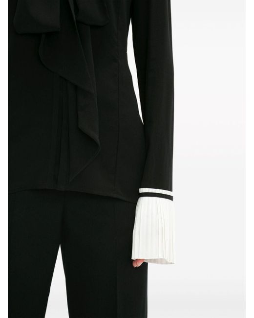 Victoria Beckham Black Pleat-detail Silk Blouse