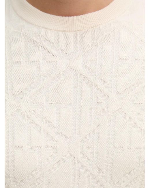 Guess White Geometric-Knit Sweater for men