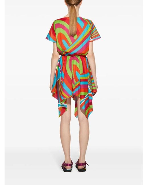 Emilio Pucci Red Iride-Print Cotton Minidress