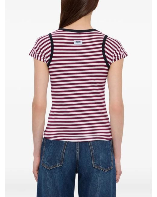 MSGM Red Striped Trim T-Shirt
