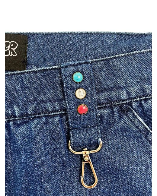 PAS DE MER Blue Pdm Logo-Patch Denim Cargo Shorts for men