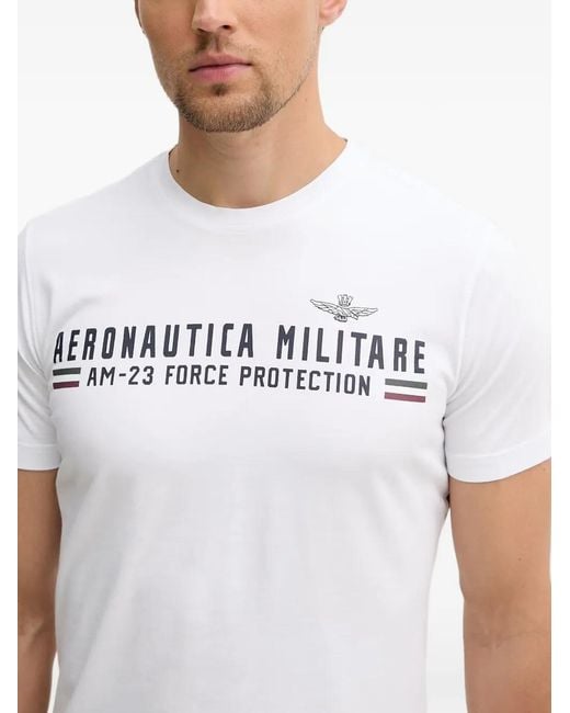 Aeronautica Militare White Logo-Print T-Shirt for men