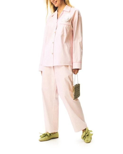 Sleeper Pink Rose Striped Pajama Set