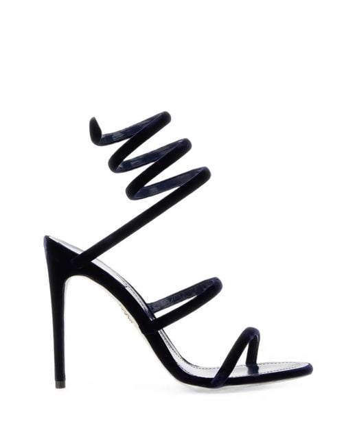 Rene Caovilla Black Cleo Velvet Sandals