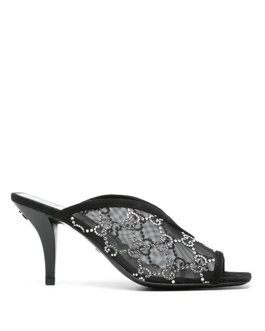 Gucci Black GG Mesh & Suede Sandal