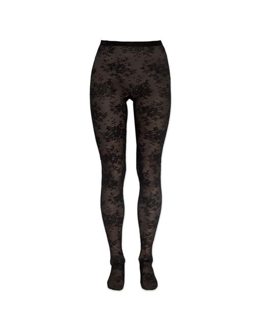 Balenciaga Black Floral-Lace Tights