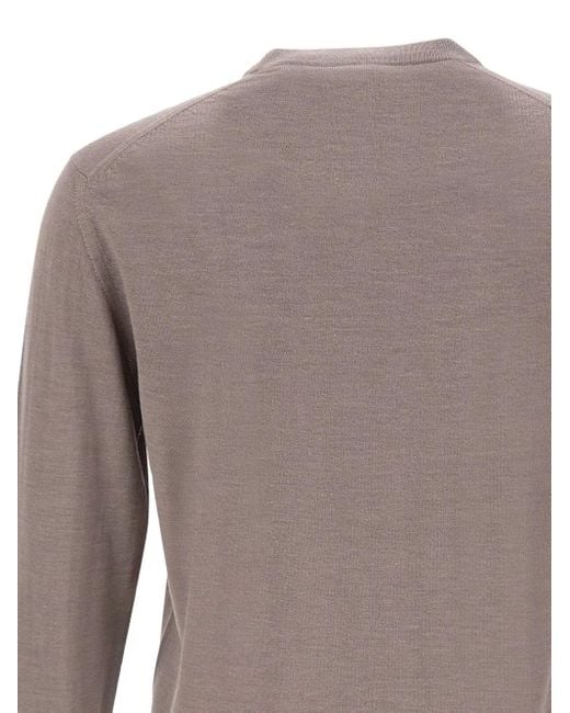 Maglione Girocollo Con Orlo A Coste di Eleventy in Gray da Uomo