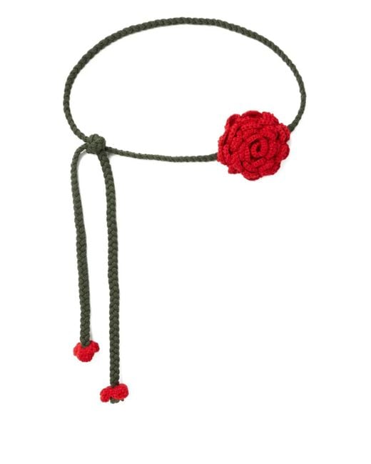 Alanui Red Rose-Crochet Belt
