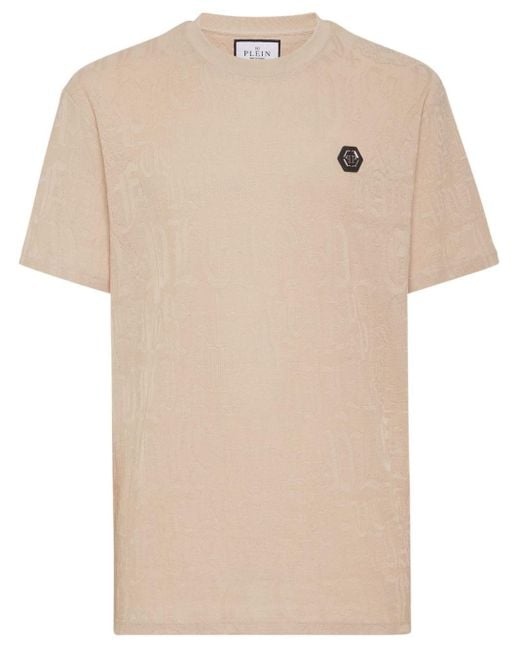 Philipp Plein T-Shirt mit aufgesticktem Monogramm in Natural für Herren