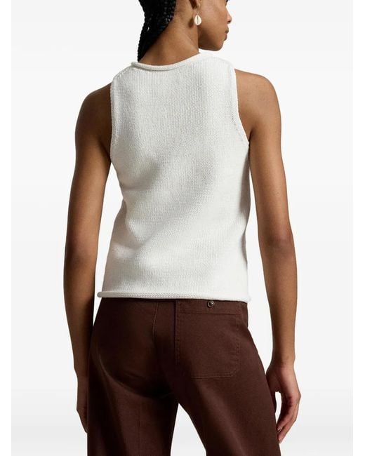 Polo Ralph Lauren White Sleeveless Knitted Tank-Top