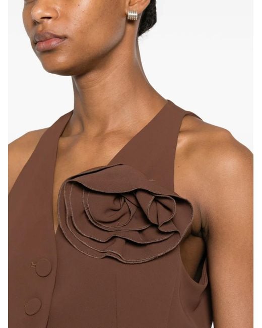 Imperial Brown Flower-Detail Cropped Top