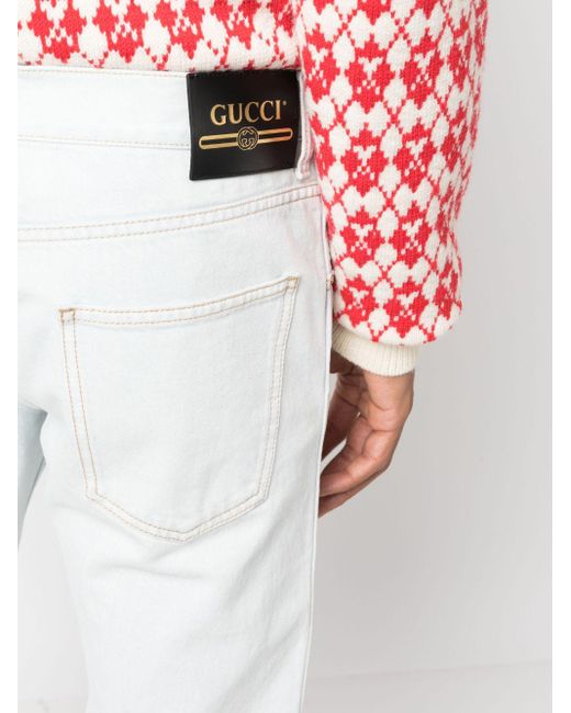 Gucci White Mid-rise Tapered-leg Jeans for men