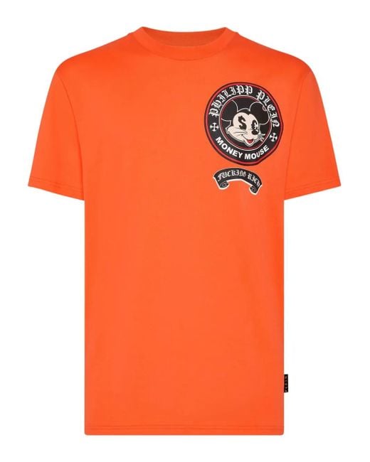 Philipp Plein Orange Money Mouse T-Shirt for men