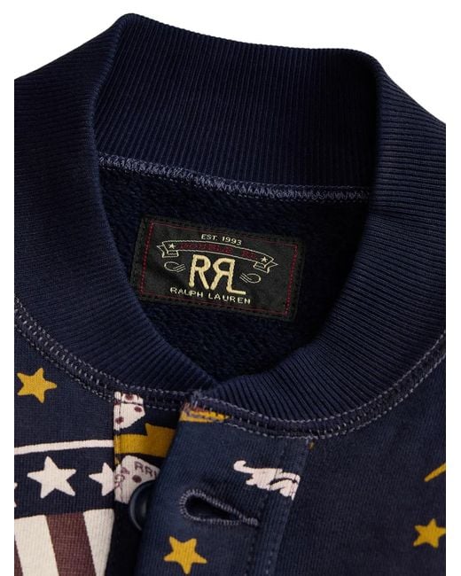 RRL Blue Patterned Long-Sleeved Sweatshirt for men