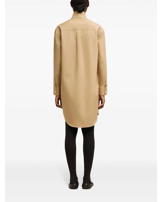 AMI Natural Scarf-Collar Cotton Shirt Dress