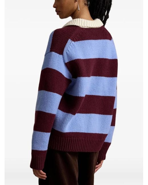 Polo Ralph Lauren Red Striped Rugby Polo Sweater