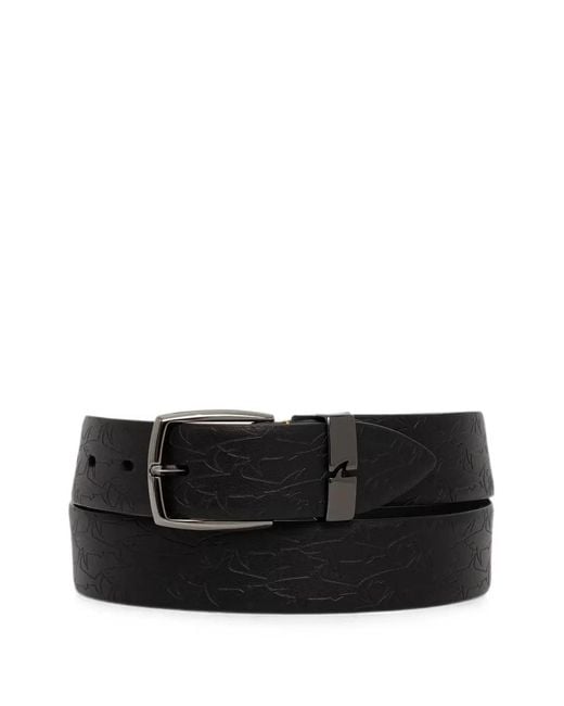 Paul & Shark Black Embossed Leather Belt for men