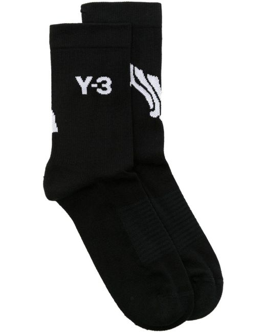 Y-3 Black X Adidas Logo Intarsia-knit Socks