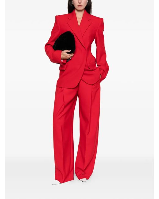 Sportmax Red Pleated-Front Trousers