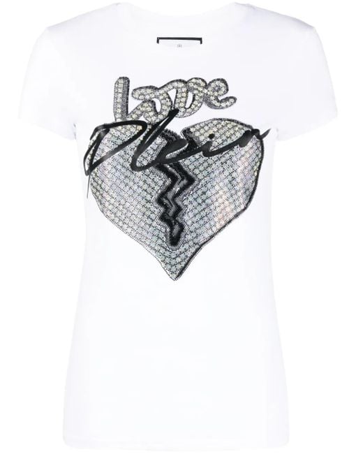 Philipp Plein Gray Love-Print Short-Sleeve T-Shirt