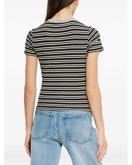 Rag & Bone Black Striped Ribbed T-Shirt