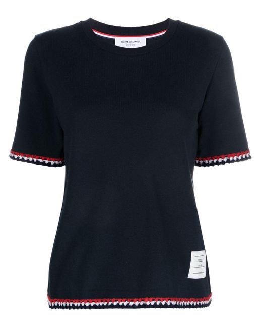 Thom Browne Black Rwb-stripe Cotton T-shirt