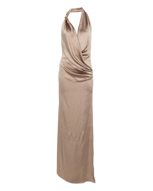 Blumarine Natural Draped Halterneck Dress