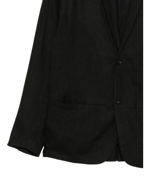 Label Under Construction Black Buttoned Front-Pocket Blazer for men