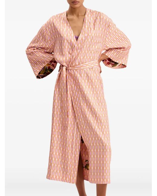 Eres Pink Saveur Fruit-Print Chain-Pattern Reversible Robe