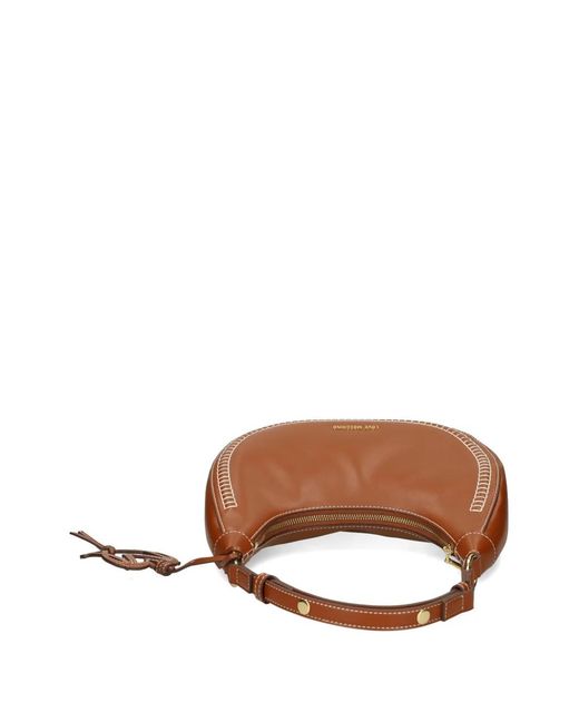 Love Moschino Brown Heart-Charm Stitched Shoulder Bag